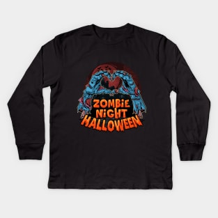 Zombie night halloween Kids Long Sleeve T-Shirt